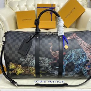 Replica Louis Vuitton N45281 LV Keepall 50B Bag in Damier Graphite canvas