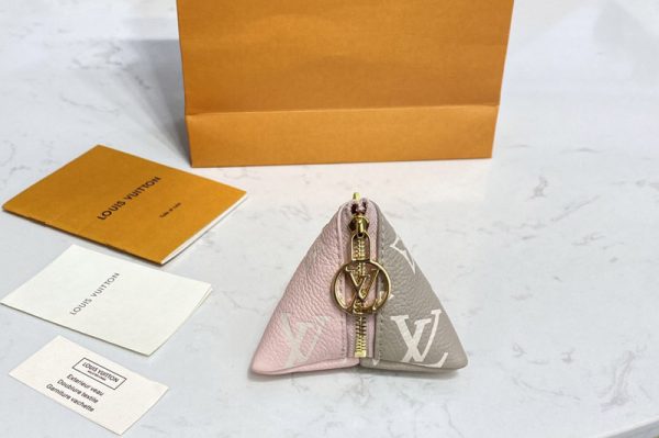 Replica Louis Vuitton M00669 LV Berlingot bag charm and key holder in Beige/Pink Monogram canvas