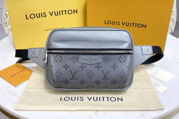 Replica Louis Vuitton M30245 LV Outdoor Bumbag in Gray Monogram coated canvas and Taiga leather