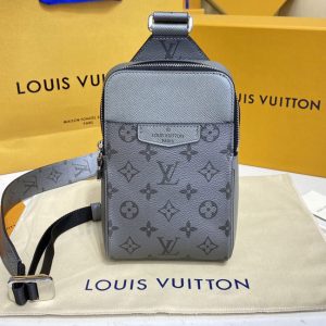 Replica Louis Vuitton M30833 LV Outdoor Sling bag in Gray Monogram coated canvas and Taiga leather