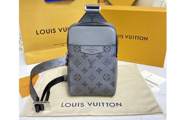 Replica Louis Vuitton M30833 LV Outdoor Sling bag in Gray Monogram coated canvas and Taiga leather