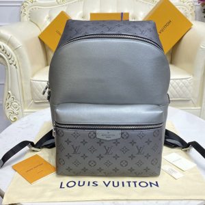 Replica Louis Vuitton M30835 LV Discovery Backpack PM in Gray Monogram coated canvas and Taiga leather