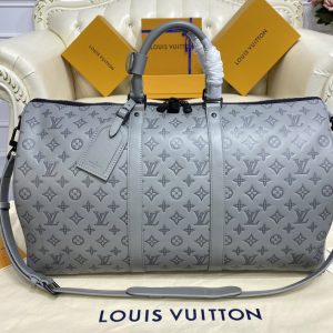 Replica Louis Vuitton M46117 LV Keepall 50B bag in Gray Monogram Shadow leather