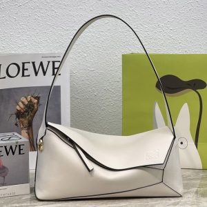 Replica Loewe Puzzle Hobo bag in White nappa calfskin