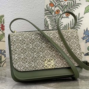 Replica Loewe Goya bag in Green Anagram jacquard and calfskin