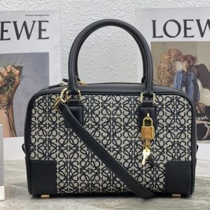 Replica Loewe Amazona 23 in Navy/Black Anagram jacquard and calfskin