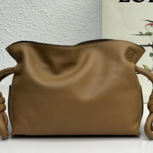 Replica Loewe Mini Flamenco clutch in Brown nappa calfskin