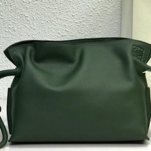 Replica Loewe Mini Flamenco clutch in Dark Green nappa calfskin