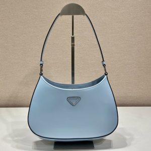 Replica Prada 1BC499 Prada Cleo brushed leather shoulder bag in Blue Leather