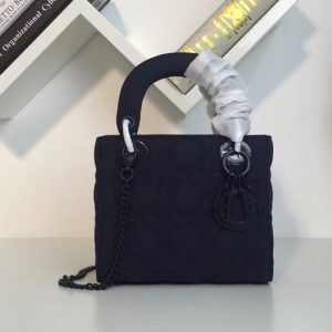 Replica Mini Lady Dior flap Ultra-matte bag in Navy Blue Cannage calfskin Leather