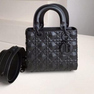 Replica Dior M0538 Small Lady Dior My ABCDior bag in Black Cannage Calfskin with Diamond Motif