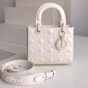 Replica Dior M0538 Small Lady Dior My ABCDior bag in White Cannage Calfskin with Diamond Motif