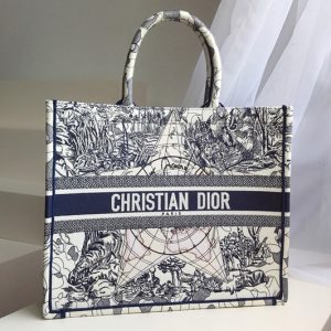 Replica Christian Dior M1286 Dior Book Tote Bag in Blue Multicolor Dior Around the World Embroidery