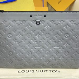 Replica Louis Vuitton M81385 LV Pochette Discovery Pouch in Gray Monogram Shadow calf leather