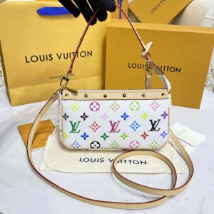 Replica Louis Vuitton M92649 LV Monogram Multicolor White Pochette Hand Bag