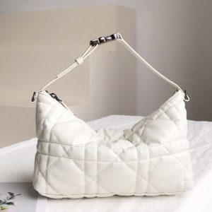 Replica Christian Dior S5554 Medium DiorTravel Nomad pouch in White Macrocannage Calfskin