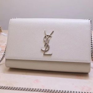 Replica Saint Laurent YSL 354021 Kate Tassel Chain Bag White Calf Leather