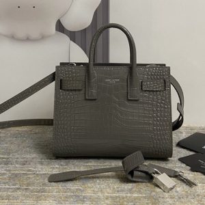 Replica Saint Laurent 392035 YSL CLASSIC SAC DE JOUR NANO bag IN Gray CROCODILE-EMBOSSED SHINY LEATHER