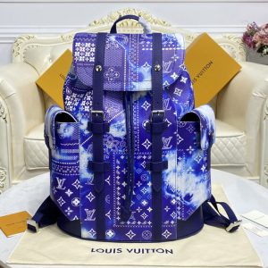 Replica Louis Vuitton M20554 LV Christopher PM Backpack in Blue cowhide leather