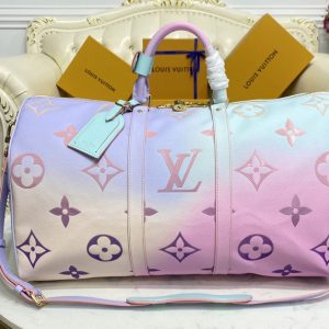 Replica Louis Vuitton M59943 LV Keepall Bandoulière 50 Bag in Sunrise Pastel Monogram Canvas