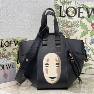 Replica Loewe Small Hammock bag in Black soft grained calfskin