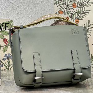 Replica Loewe XS Military messenger bag in Green supple smooth calfskin and jacquard