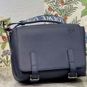 Replica Loewe XS Military messenger bag in Blue supple smooth calfskin and jacquard