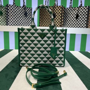 Replica Prada 1BA354 Small Prada Symbole jacquard fabric handbag in Green/White