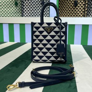 Replica Prada 1BA355 Symbole jacquard fabric micro bag in Blue/White