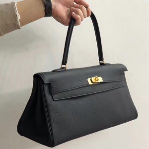 Replica Hermes 42cm Kelly Shoulder Bag in Black Togo Leather