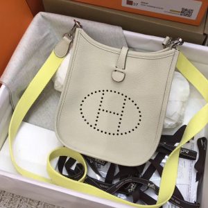 Replica Hermes Evelyne Mini Bag in White Togo Leather