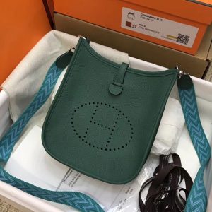 Replica Hermes Evelyne Mini Bag in Malachite Green Togo Leather