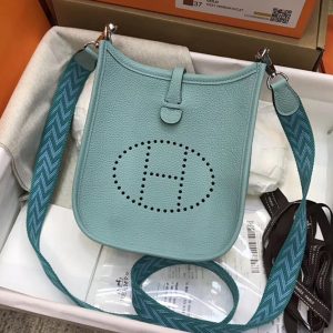 Replica Hermes Evelyne Mini Bag in Light Blue Togo Leather