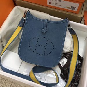 Replica Hermes Evelyne Mini Bag in Denim Blue Togo Leather