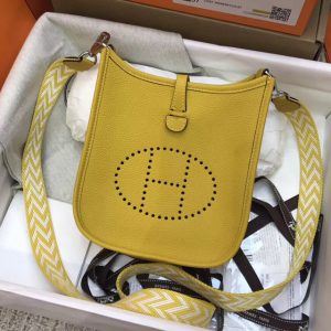 Replica Hermes Evelyne Mini Bag in Yellow Togo Leather