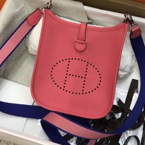 Replica Hermes Evelyne Mini Bag in Dark Pink Togo Leather