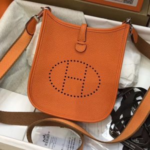 Replica Hermes Evelyne Mini Bag in Orange Togo Leather