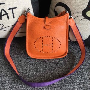 Replica Hermes Evelyne Mini Bag in Orange Togo Leather