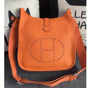 Replica Hermes Evelyne 28 Bag in Orange Togo Leather