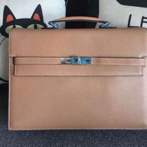 Replica Hermes Kelly Depeche 37mm Briefcase Bags Oiriginal Apricot Togo Leather