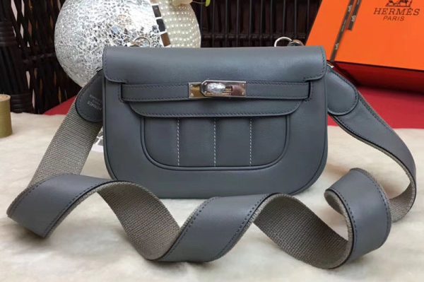 Replica Hermes Berline 20cm Bags Original Iron Grey Swift Leather