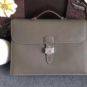 Replica Mens Hermes Sac a Depeches 38cm Briefcases Bags Oiriginal Gray Togo Leather