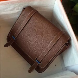 Replica Mens Hermes Steve 28mm Messenger Bags Oiriginal Brown Togo Leather