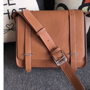 Replica Mens Hermes Steve 28mm Messenger Bags Oiriginal Tan Togo Leather