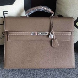 Replica Hermes Kelly Depeche 37mm Briefcase Bags Oiriginal Grey Togo Leather