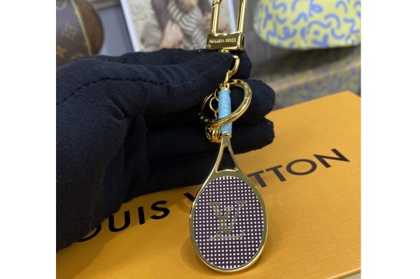 Replica Louis Vuitton M00839 LV Serve keyring in Blue Leather