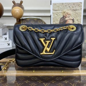 Replica Louis Vuitton M20687 LV New Wave Chain Bag PM Bag in Black Leather