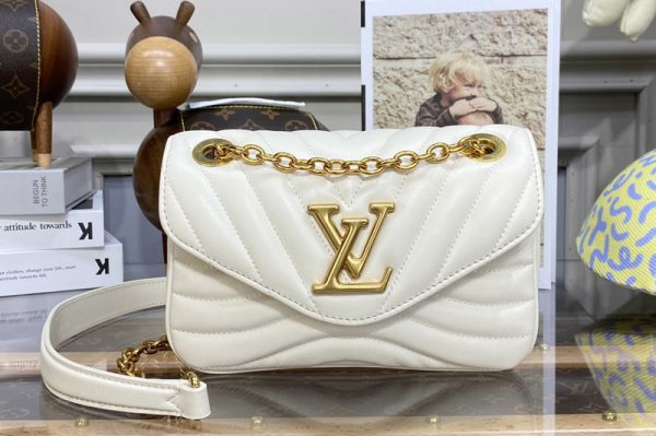 Replica Louis Vuitton M20687 LV New Wave Chain Bag PM Bag in White Leather