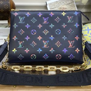 Replica Louis Vuitton M21353 LV Coussin PM handbag in Navy Blue Lambskin leather