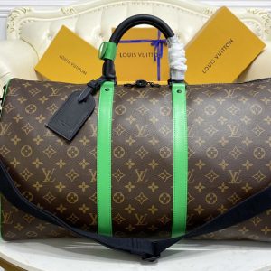 Replica Louis Vuitton M46257 LV Keepall Bandoulière 50 travel bag in Monogram coated canvas With Green